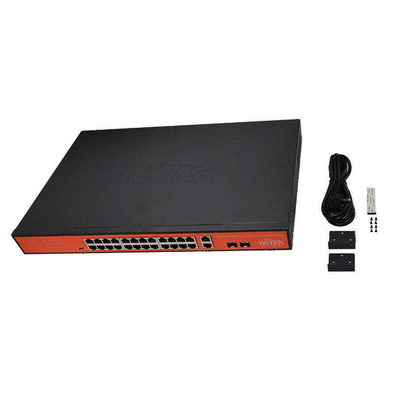 Wi-Tek - WI-PS526G - 24FE+2GE+2SFP 250M Long Range PoE Switch with 24Port PoE