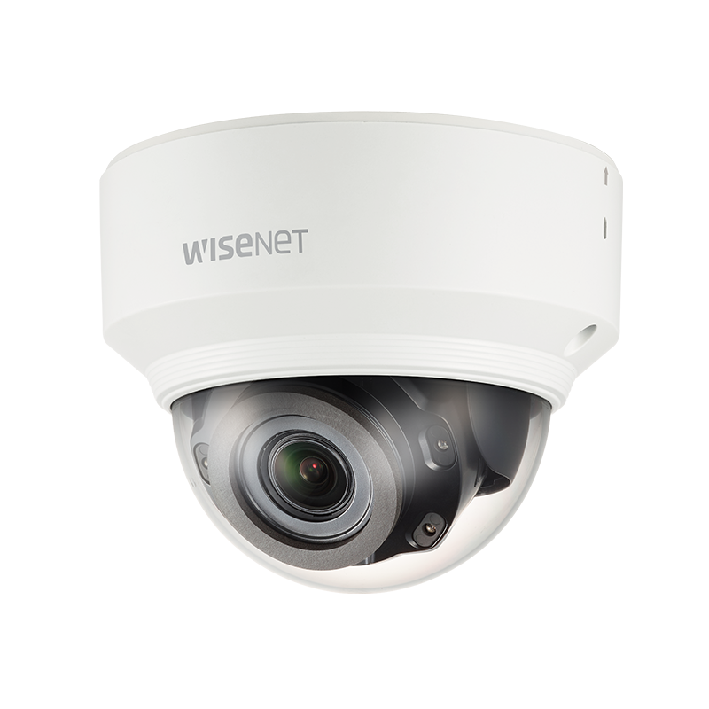 Hanwha - XND-8080RV - Wisenet X powered by Wisenet 5 network IR indoor vandal dome camera, 5MP @30fps, motorized vari-focal lens 2.4x (3.9~9.4mm) (92.1°~38.7°), triple codec H.265/H.264/MJPEG with WiseStream II technology, 120dB WDR, USB port for eas