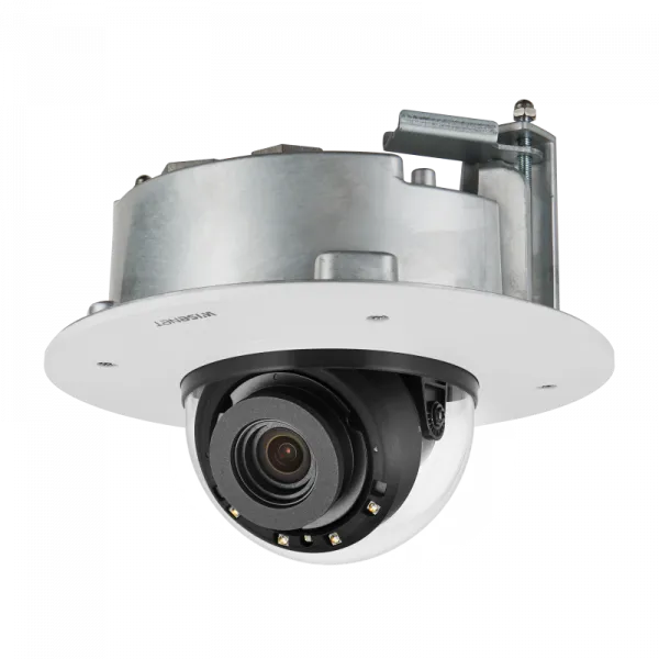 Hanwha - XND-9082RF - Wisenet 7 X-plus series network IR flush mount camera (plenum), 4K (8MP Max) @ 30fps, motorized vari-focal lens 3x (2.8~8.4mm), triple codec H.265/H.264/MJPEG with WiseStreamII technology, Extreme WDR, USB and CVBS port for easy