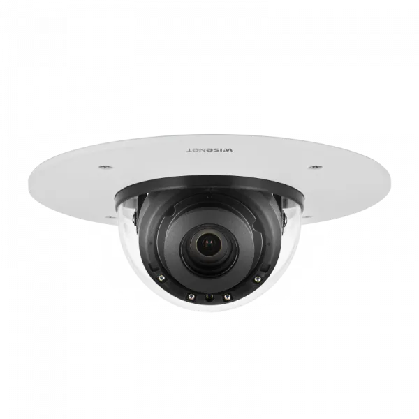 Hanwha - XND-9082RF - Wisenet 7 X-plus series network IR flush mount camera (plenum), 4K (8MP Max) @ 30fps, motorized vari-focal lens 3x (2.8~8.4mm), triple codec H.265/H.264/MJPEG with WiseStreamII technology, Extreme WDR, USB and CVBS port for easy