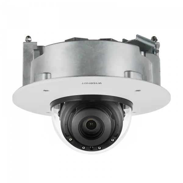 Hanwha - XND-9082RF - Wisenet 7 X-plus series network IR flush mount camera (plenum), 4K (8MP Max) @ 30fps, motorized vari-focal lens 3x (2.8~8.4mm), triple codec H.265/H.264/MJPEG with WiseStreamII technology, Extreme WDR, USB and CVBS port for easy