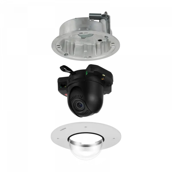 Hanwha - XND-9082RF - Wisenet 7 X-plus series network IR flush mount camera (plenum), 4K (8MP Max) @ 30fps, motorized vari-focal lens 3x (2.8~8.4mm), triple codec H.265/H.264/MJPEG with WiseStreamII technology, Extreme WDR, USB and CVBS port for easy