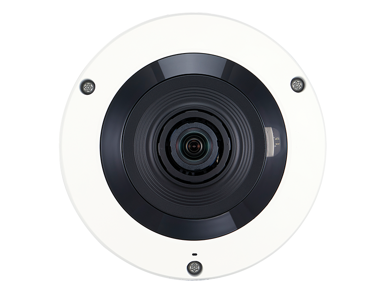 Hanwha - XNF-8010RW - Wisenet X powered by Wisenet 5 network indoor fisheye (white color), 6MP CMOS sensor, 2048x2048 @ 30fps, 1.6mm fixed lens (192°), triple codec H.265/H.264/MJPEG with WiseStream II technology, 120dB WDR, USB port for easy install