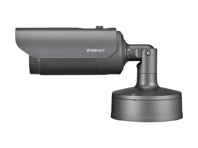 Hanwha - XNO-6120R/LPR - Wisenet X powered by Wisenet 5 network IR outdoor Low Speed LPR bullet camera for Parking Lots; Drive-thrus; and Entry Gates up to 35MPH, 2MP, Full HD(1080p) @60fps, 12X optical zoom lens (5.2mm ~62.4mm) (54.58º ~ 5.30º), tri