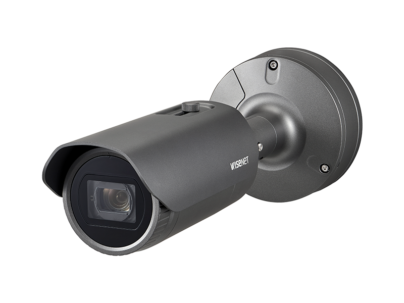 Hanwha - XNO-6120R/LPR - Wisenet X powered by Wisenet 5 network IR outdoor Low Speed LPR bullet camera for Parking Lots; Drive-thrus; and Entry Gates up to 35MPH, 2MP, Full HD(1080p) @60fps, 12X optical zoom lens (5.2mm ~62.4mm) (54.58º ~ 5.30º), tri
