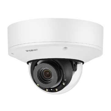 Hanwha - XNV-8081R - Wisenet X series Plus powered by Wisenet 5 IR network outdoor vandal dome camera, modular structure, 5MP @ 30fps, motorized vari-focal lens 2.6x (3.6~9.4mm) (102.5°~38.7°), triple codec H.265/H.264/MJPEG with WiseStream II techno