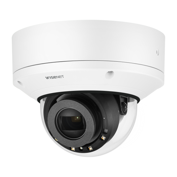Hanwha - XNV-8081RE - Wisenet X powered by Wisenet 5 network IR outdoor vandal dome camera with PoE Extender, PoE+ in PoE out, 5MP @30fps, Motorized Varifocal Lens (3.9mm ~9.4mm), triple codec H.265/H.264/MJPEG with WiseStream II technology,WDR 120dB