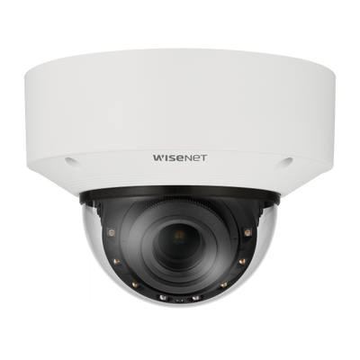 Hanwha - XNV-C9083R - Powered by WN7, Outdoor Network AI IR Vandal Dome Camera, 4K resolution @ 30FPS, 4.4~9.3mm(2.1x) (112.1°~47.5°) motorized varifocal lens, Triple codec (H.265/H.264/MJPEG), IR viewable length 40m (131.2ft), USB port for easy inst