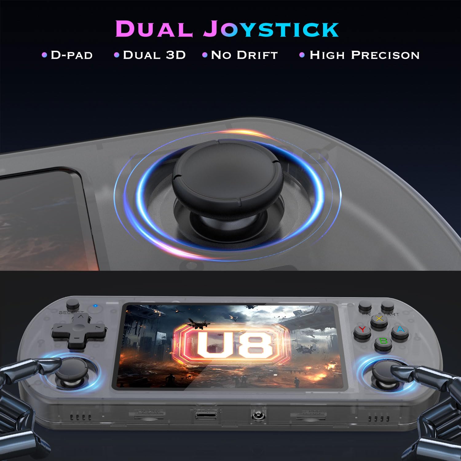 2025 U8 New Retro Handheld Game Console with 20,000 Plus Preloaded Games - 4.0 Inch IPS Screen - Linux System
