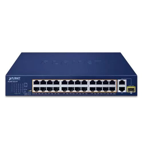 Planet - FGSD-2621P - 24-Port 10/100TX 802.3at PoE + 2-Port 10/100/1000T + 1-Port shared 1000X SFP Unmanaged Gigabit Ethernet Switch