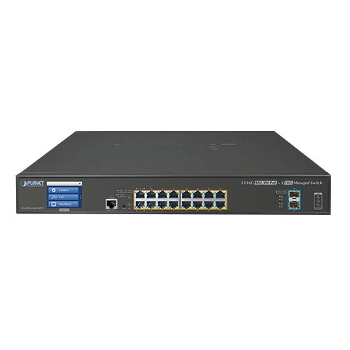 Planet - GS-5220-16UP2XV - L2+ 16-Port 10/100/1000T Ultra PoE + 2-Port 10G SFP+ Managed Switch with LCD Touch Screen (400W)