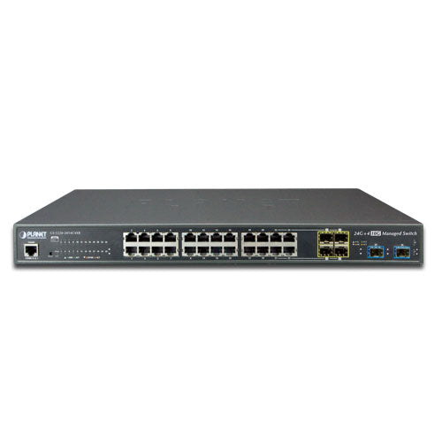 Planet - GS-5220-20T4C4XR - L2+ 24-Port 10/100/1000T + 4-Port Shared SFP + 4-Port 10G SFP+ Managed Switch with 48VDC Redundant Power