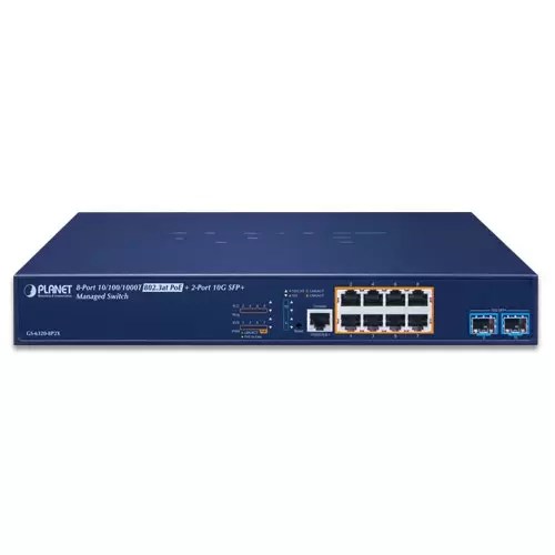 Planet - GS-6320-8P2X - L3 8-Port 10/100/1000T 802.3at PoE + 2-Port 10G SFP+ Managed Switch