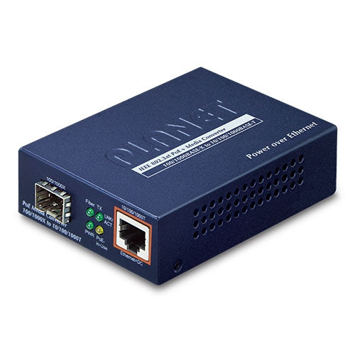 Planet - GTP-805A -  IEEE802.3af/at PoE 10/100/1000Base-T to 100/1000X SFP Converter 