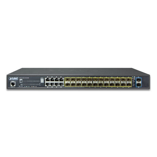 Planet - SGS-5220-24S2XR - L2+ 24-Port 100/1000BASE-X SFP with 8-Port Shared TP + 2-Port 10G SFP+ Managed Stackable Switch