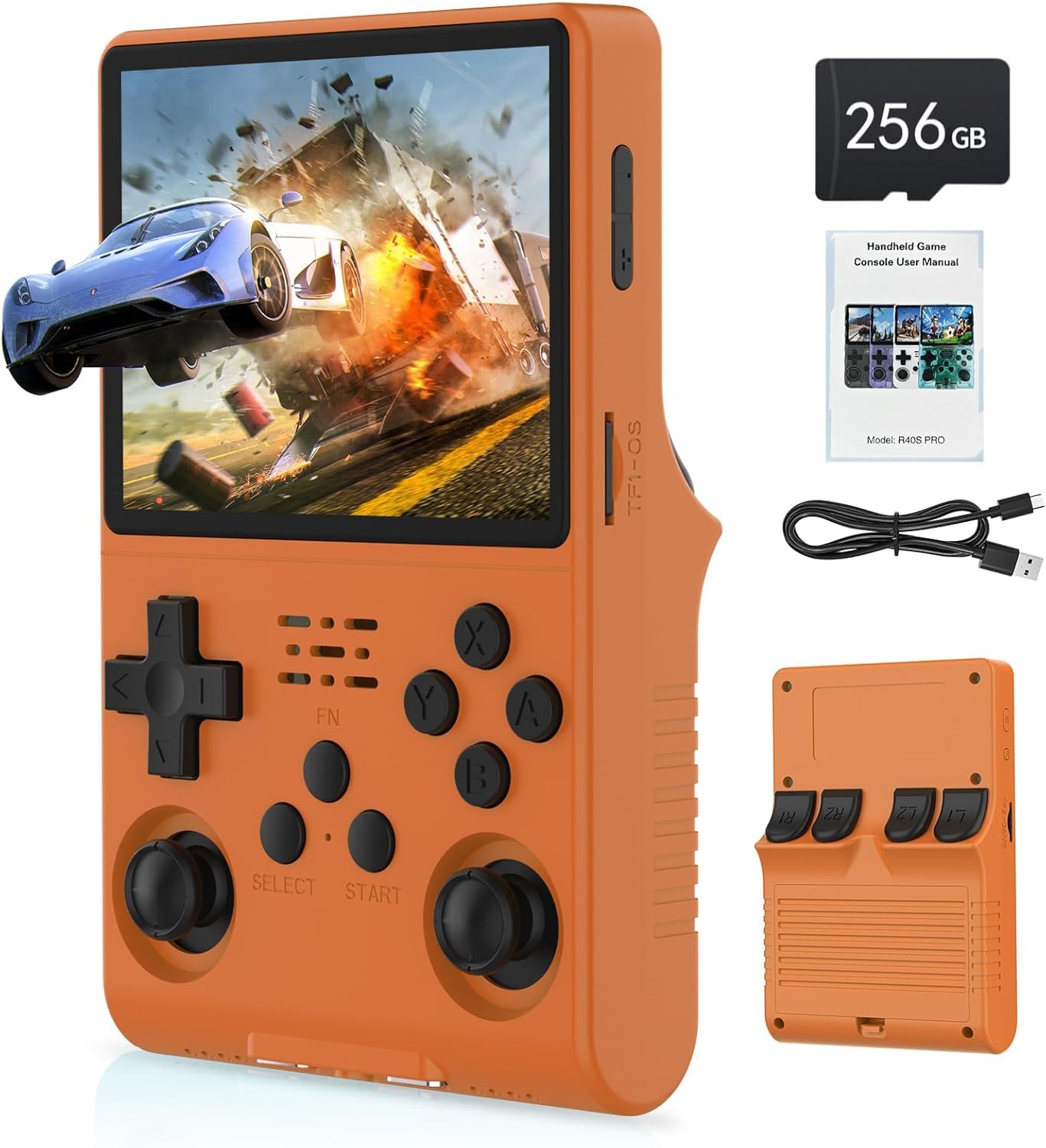 R40S PRO Handheld Game Console with 30,000 Games 3.5 inch IPS Screen Mini Retro Console 3800mAh Portable Pocket Arcade 45+ Emulators with 256G TF Card