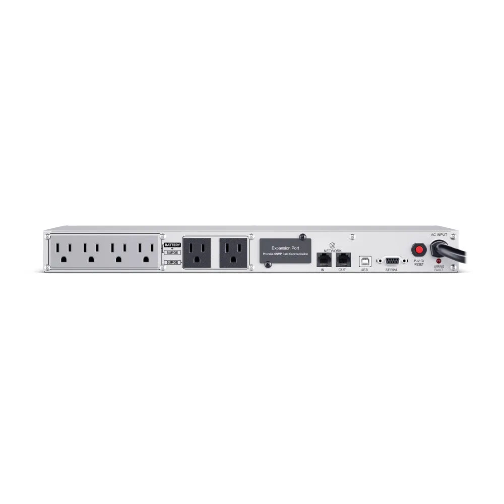 CYBERPOWER - CP500PFCRM1U - 500VA/300W 1U Rackmount UPS, 6 NEMA 5-15R Outlets, NEMA 5-15P Plug, 10 Ft. Cord, LCD, AVR, Sinewave, Relay, SNMP, PowerPanel Business Software, 3 Year Warranty