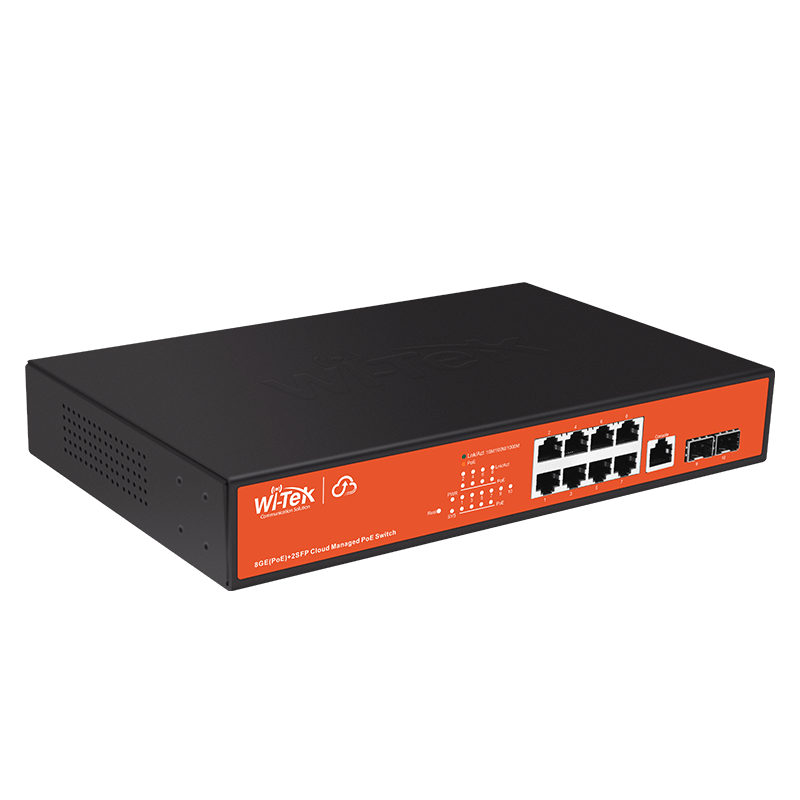 Wi-Tek - WI-PCMS310GF - 8GE+2SFP Full Giga 802.3af/at Cloud L2 Managed PoE Switch with 8Port PoE