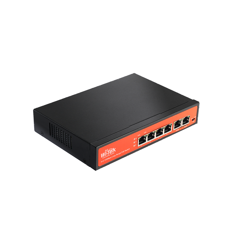 Wi-Tek - WI-PS205 - 4FE+2FE uplink 250M Long Range PoE Switch with 4PoE Port
