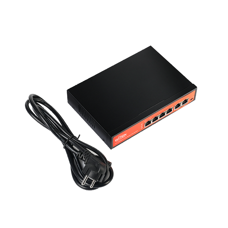 Wi-Tek - WI-PS205 - 4FE+2FE uplink 250M Long Range PoE Switch with 4PoE Port