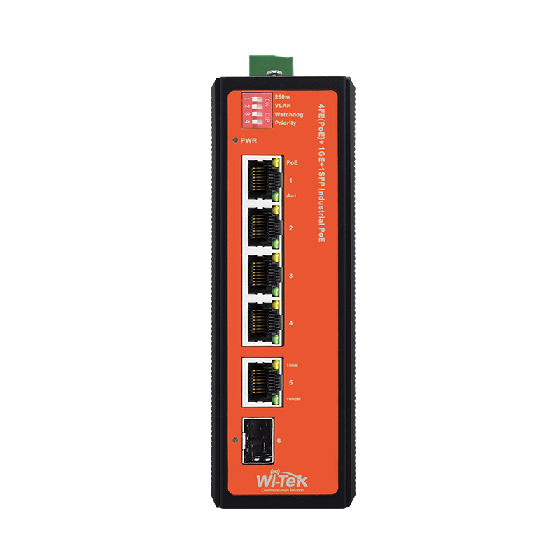Wi-Tek - WI-PS206GF-I - Fiber Uplink Industrial PoE Switch 4 Port