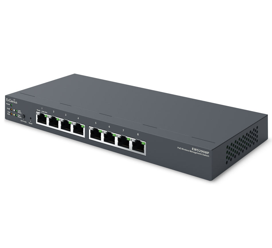 Engenius - EWS2908P - Managed Gigabit 802.3af Compliant 55W PoE 8 Port Network Switch