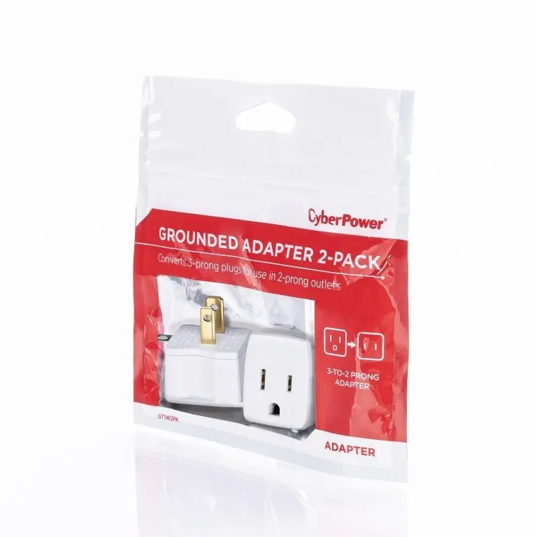 Cyber Power - GT1W2PK - Grounding Adapter (2-Pack). Fits three-prong plugs into two-prong plugs