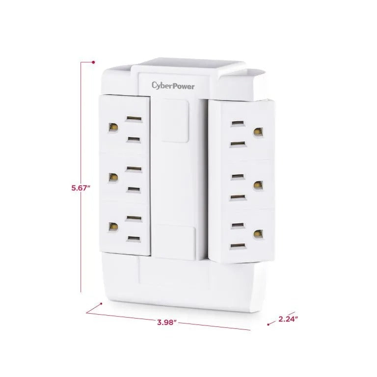 Cyber Power - GT600P - Swivel Wall Tap, Expands two grounded outlets into six grounded, swivel outlets.