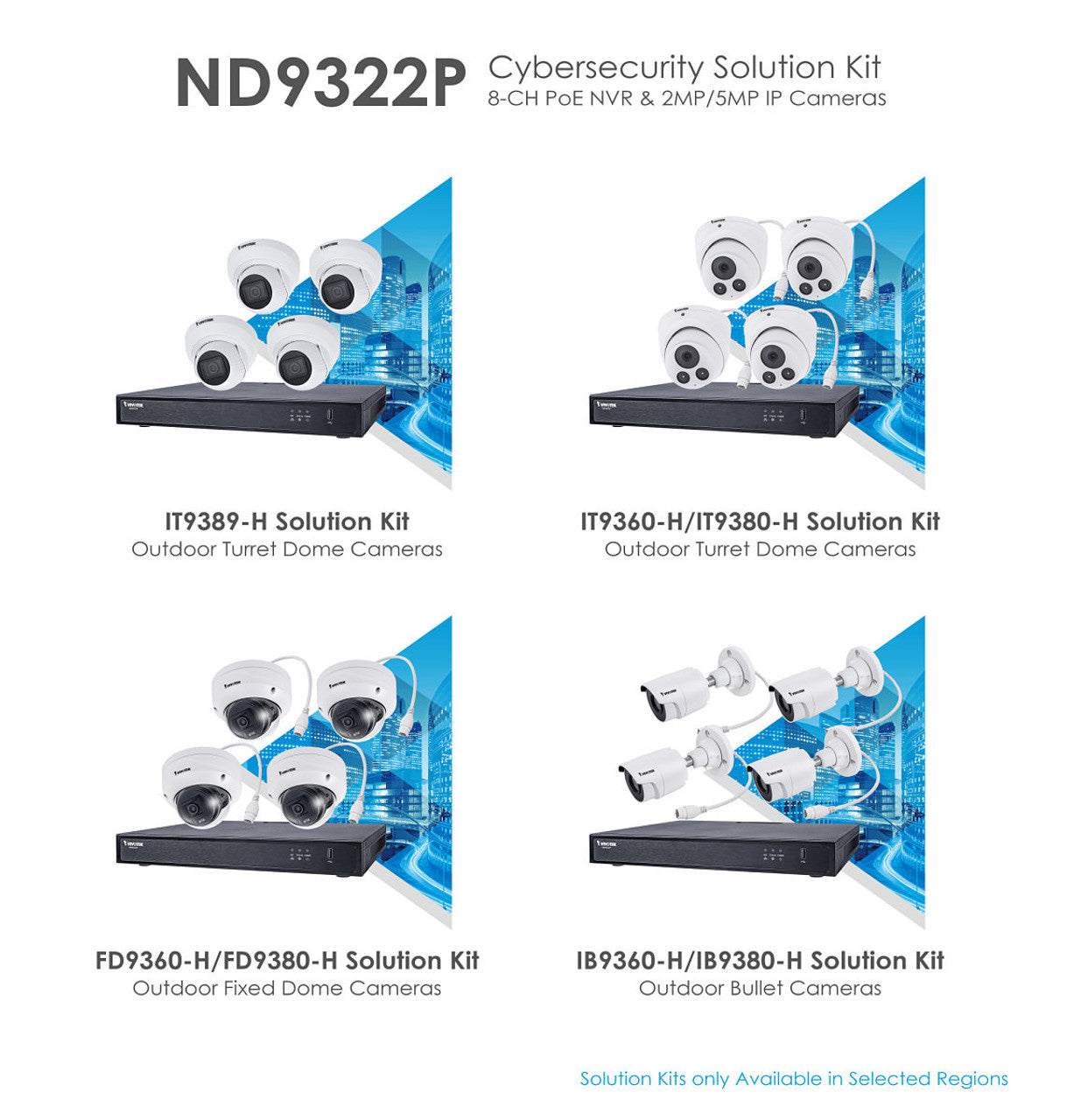 Vivotek - ND9323P-2TB-4IB80 - H.265 NVR, 2TBHDD, 8PoEPorts, 4xIB9380-H 5MP30MIR OutdrBullet