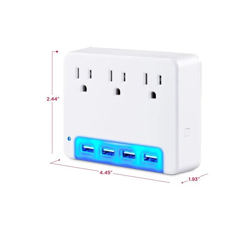 Cyber Power - P3WUN - 3 AC Outlet Wall Tap 125V with 4 USB 3.4A Charging with Night Light 