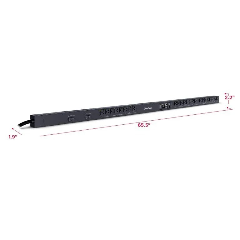 Cyber Power - PDU41102 - Switched PDU, 30A (Derated to 24A), 100-120V, 50/60 HZ, 24 x NEMA 5-20R Outlets, NEMA L5-30P Plug, 10 Ft Cord, 0U Rackmount, SNMP, 3Yr Warranty