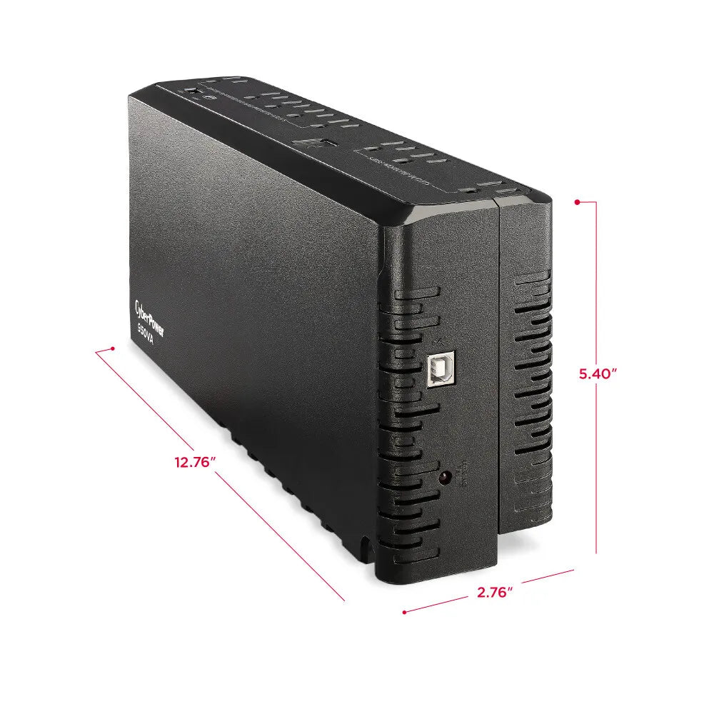 CYBERPOWER - SL950U - 950VA/510W Slim Line Standby UPS, 8 NEMA 5-15R Outlets, NEMA 5-15P Plug, 5 Ft Cord, 1 USB-A and one USB-C Charging Port, USB, PowerPanel Personal, 3 Yr Warranty