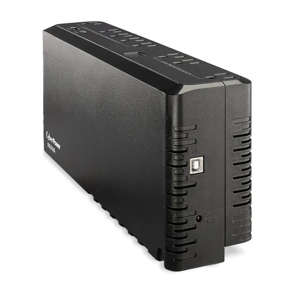 CYBERPOWER - SL950U - 950VA/510W Slim Line Standby UPS, 8 NEMA 5-15R Outlets, NEMA 5-15P Plug, 5 Ft Cord, 1 USB-A and one USB-C Charging Port, USB, PowerPanel Personal, 3 Yr Warranty