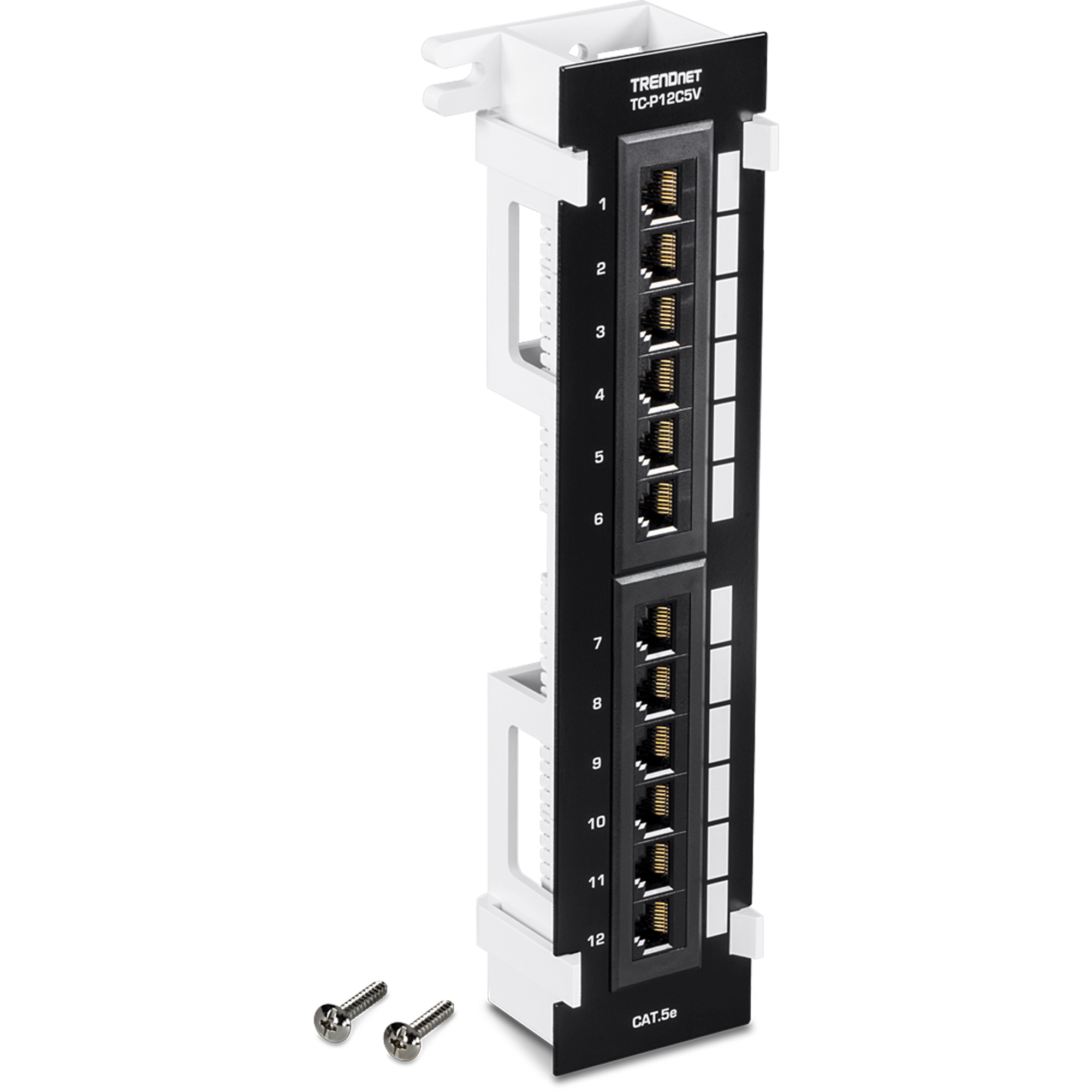 TRENDNET - TC-P12C5V - 12-Port Cat5e Unshielded Wall Mount Patch Panel with Included 89D Bracket