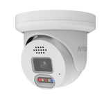 AVYCON - AVC-NAE41F28 - 4MP H.265+ InfiniteColor, Turret Diversity Active Deterrence IP Camera, AI Lite, DWDR, 4MP@25FPS, Full Color (white light), Built-in Mic, Speaker (2-way), Siren, 2.8mm Fixed Lens, MicroSD, Onvif, DC12V / PoE, IP67, White