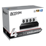 AVYCON - AVK-NL51E4-1T - 5MP Diversity IP Kit with 4 of 5MP IP Turret Cameras and 4CH PoE 4K 4K NVR with 1TB HDD pre-installed, contains AVC-NLE51F28 (4 QTY) and AVR-NSV04P4-1T (1 QTY)