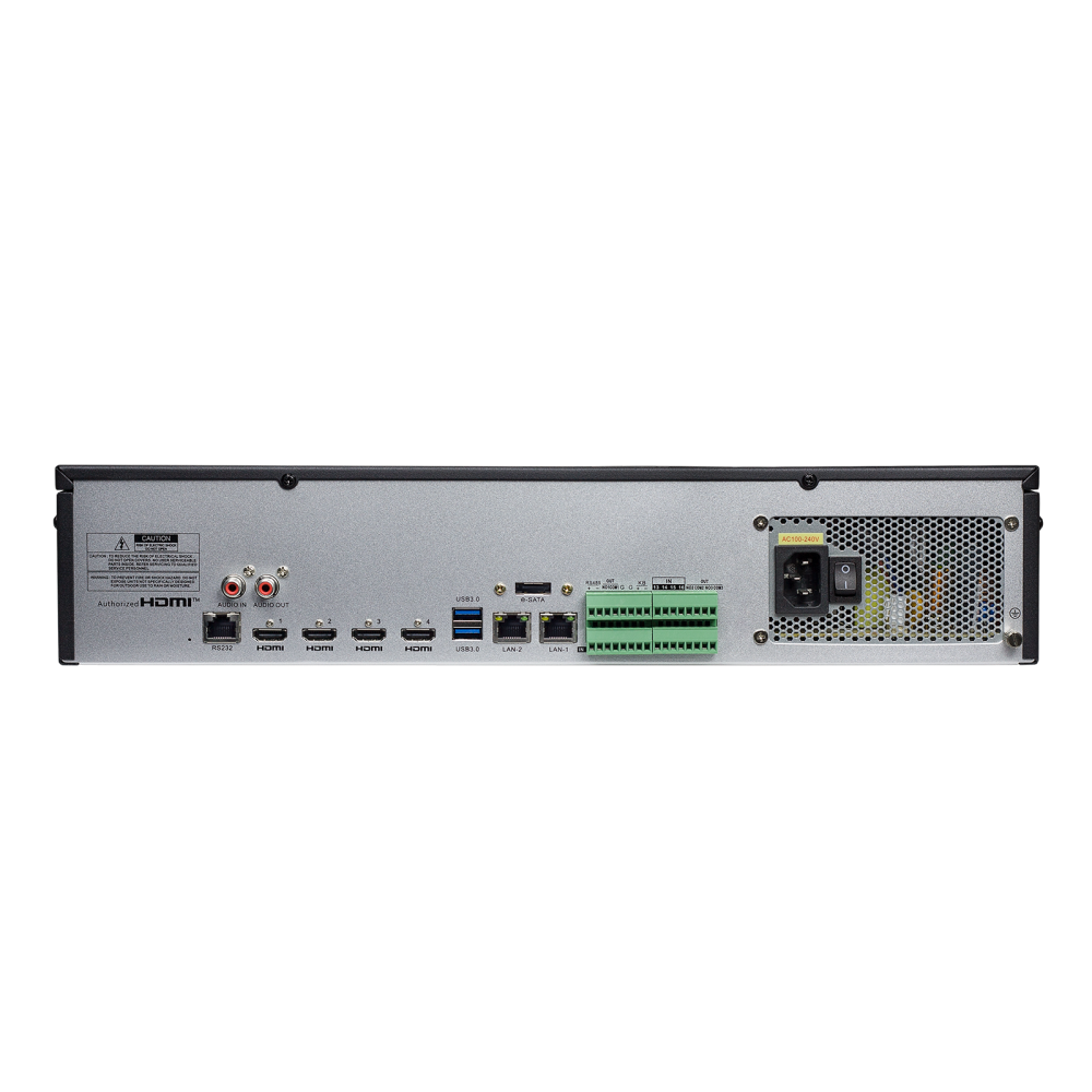 AVYCON - AVR-NSV64E2N-2T - H.265+ 64CH 4K NVR, DUAL NIC, max. 640Mbps, 8MP@30FPS, ONVIF, 8 Alarm In / 1 Alarm Out, 1 HDMI 4K Output, 4 SATA, 2TB HDD installed