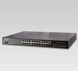 Planet - WGSW-24040R - Managed Switch 24-Port 10/100/1000Mbps with 4 Shared SFP and 48VDC Redundant Power